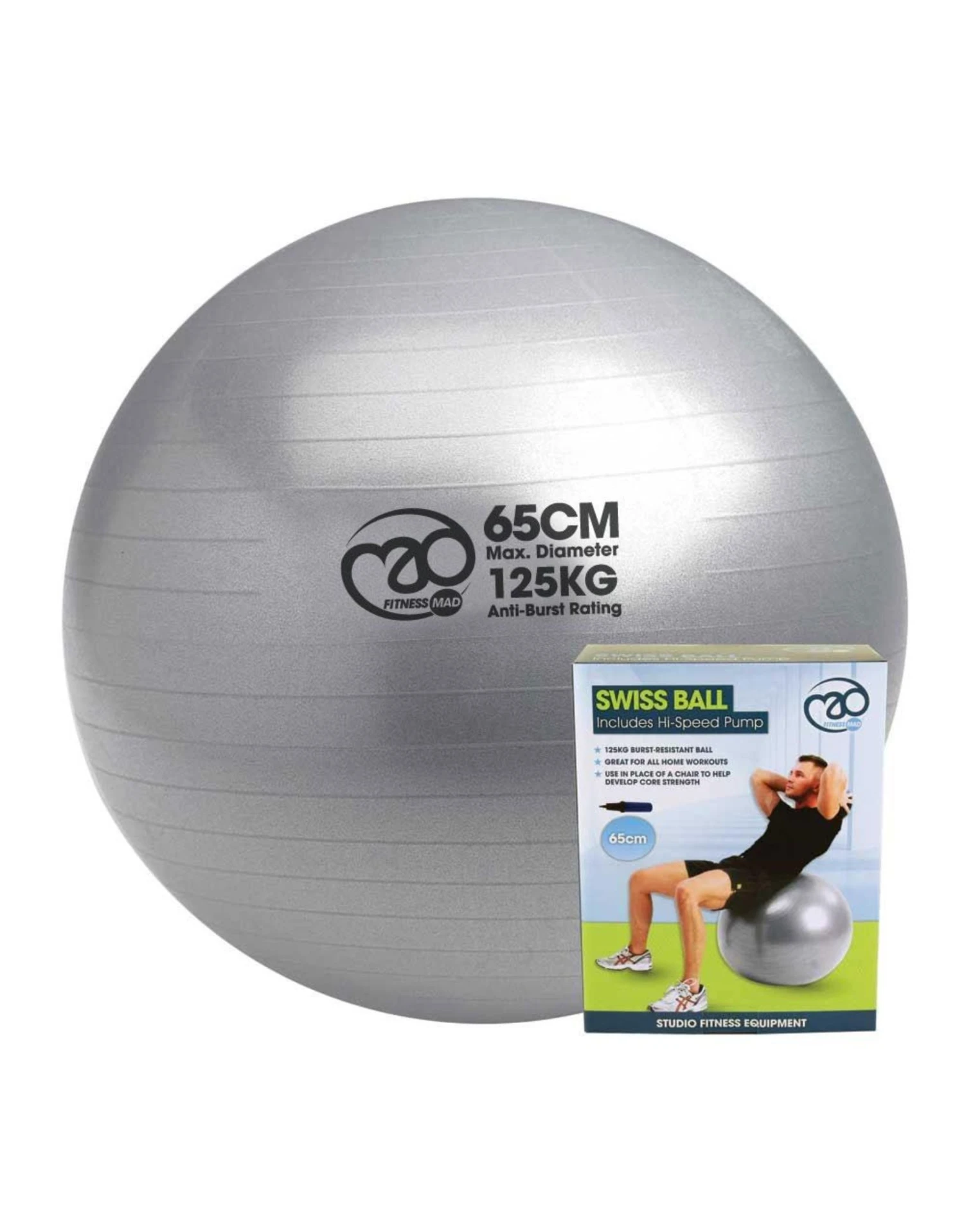 Fitness-Mad Anti-Burst 125kg Swiss Ball And Pump 5 Fitness-Mad Anti-Burst 125kg Swiss Ball And Pump - Image 3