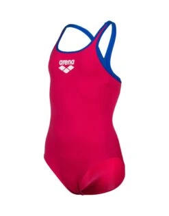 Arena Girls Big Logo Swim Pro Back Swimsuit - Rose/Blue -Aqua Wear Shop Arena Girls Big Logo swimsuit Rose Blue 1