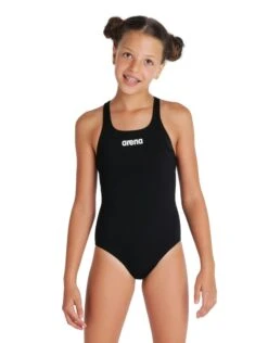 Arena Girls Team Swim Pro Solid Swimsuit - Black/White