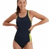 Speedo Boom Logo Splice Muscleback Swimsuit - Navy/Yellow 1 Speedo Boom Logo Splice Muscleback Swimsuit - Navy/Yellow -Aqua Wear Shop BoomLogoSpliceMusclebackSwimsuit NavyYellow 3