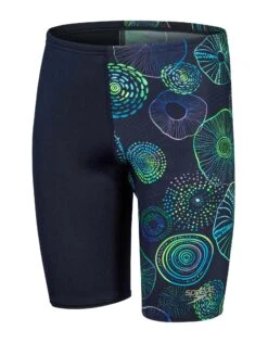 Speedo Boys Allover Digi Jammer - Navy/Green -Aqua Wear Shop BoysAlloverDigiJammer NavyGreen 5