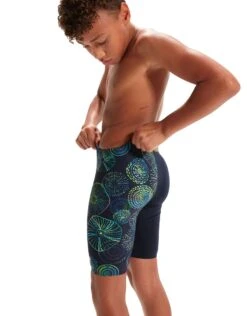 Speedo Boys Allover Digi Jammer - Navy/Green -Aqua Wear Shop BoysAlloverDigiJammer NavyGreen 6