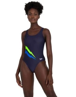 Speedo Core Placement U-Back Swimsuit - Navy/Blue/Yellow