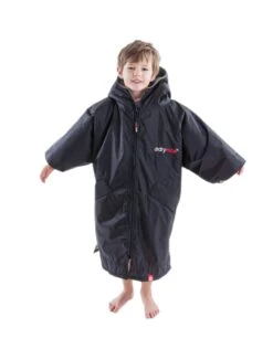 Kids Advance Short Sleeve Robe 5-9 Yrs -Aqua Wear Shop Dryrobe kids short sleeve robe black grey 5 9 2