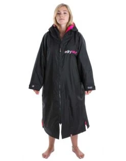 Advance Long Sleeve Adult Robe - Black/Pink -Aqua Wear Shop DryrobeAdvanceLongSleeve Black Pink 3