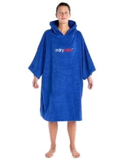 Organic Cotton Short Sleeve Adult Towel Poncho - Royal Blue -Aqua Wear Shop DryrobeOrganicCottonShortSleeveTowel RoyalBlue