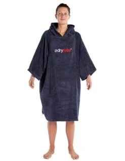 Organic Cotton Short Sleeve Adult Towel Poncho - Navy -Aqua Wear Shop DryrobeOrganicCottonTowel Navy
