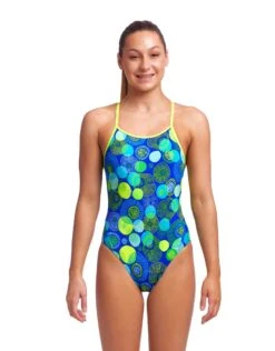 FUNKITA Girls Blue Bottle Diamond Back Swimsuit
