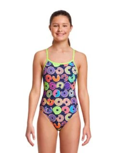 FUNKITA Girls Dunking Donuts Single Strap Swimsuit