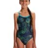 Speedo Girls Allover Digital V Back Swimsuit - Navy/Green -Aqua Wear Shop GirlsAlloverDigitalVBackSwimsuit NavyGreen 4