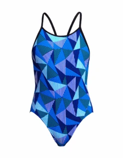 FUNKITA Girls Blue Bars Diamond Back Swimsuit -Aqua Wear Shop GirlsBlueBarsDiamondBackSwimsuit 1