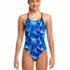 FUNKITA Girls Blue Bars Diamond Back Swimsuit -Aqua Wear Shop GirlsBlueBarsDiamondBackSwimsuit 2