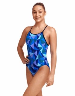 FUNKITA Girls Blue Bars Diamond Back Swimsuit -Aqua Wear Shop GirlsBlueBarsDiamondBackSwimsuit 5