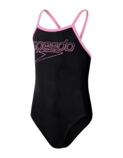 Speedo Girls Boom Logo Thinstrap Muscleback - Black/Pink -Aqua Wear Shop GirlsBoomLogoThinstrapMuscleback BluePurple 3
