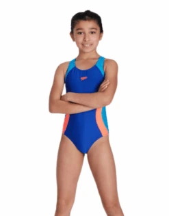 Speedo Girls Colourblock Spiritback - Blue/Red