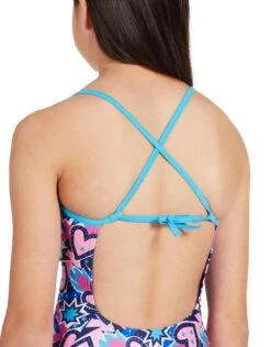 Zoggs Girls Fiery Star Tie Back Swimsuit -Aqua Wear Shop GirlsFieryStarTieBackSwimsuit 5
