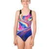 Speedo Girls Geoflash Digital Placement Splashback - Black/Blue