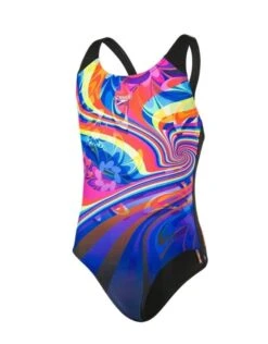 Speedo Girls Geoflash Digital Placement Splashback - Black/Blue -Aqua Wear Shop GirlsGeoflashDigitalPlacementSplashback BlackBlue 5