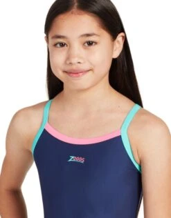 Zoggs Girls Kerrawa Strikeback Swimsuit - Navy/Purple/Coral -Aqua Wear Shop GirlsKerrawaStrikebackSwimsuit NavyPurpleCoral 4