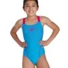 Speedo Girls Medley Logo Medalist Swimsuit - Blue/Pink -Aqua Wear Shop GirlsMedleyLogoMedalist BluePink 1