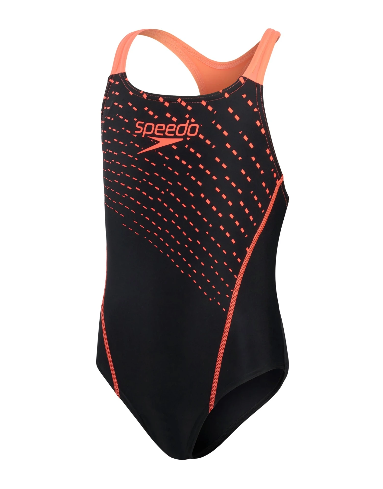 Speedo Girls Medley Logo Medalist Swimsuit - Black/Siren Red 6 Speedo Girls Medley Logo Medalist Swimsuit - Black/Siren Red - Image 4