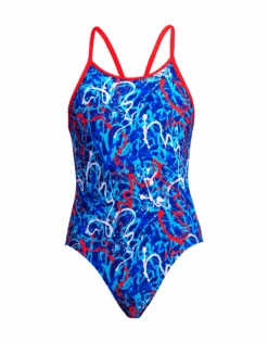 FUNKITA Girls Mr Squiggle Diamond Back Swimsuit -Aqua Wear Shop GirlsMrSquiggleDiamondBackSwimsuit 5