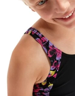 Speedo Girls Panel Legsuit - Black/Pink -Aqua Wear Shop GirlsPanelLegsuit BlackPink 6