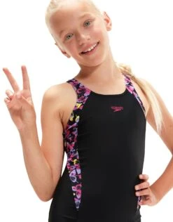 Speedo Girls Panel Legsuit - Black/Pink -Aqua Wear Shop GirlsPanelLegsuit BlackPink 7