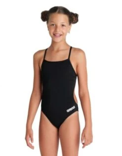Arena Girls Team Challenge Solid Swimsuit - Black/White