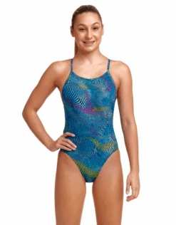 FUNKITA Girls Wires Crossed Diamond Back Swimsuit -Aqua Wear Shop GirlsWiresCrossedDiamondBackSwimsuit 2