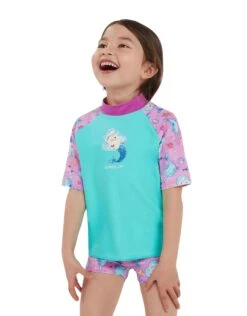 Speedo Tots Girls Printed Sun Protection Set - Green/Pink