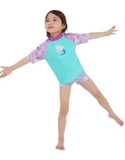 Speedo Tots Girls Printed Sun Protection Set - Green/Pink -Aqua Wear Shop Girls PrintedSunProtectionSet GreenPink 6