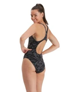 Speedo Hyperboom Allover Medalist Swimsuit - Black/Grey -Aqua Wear Shop HyperboomAlloverMedalistSwimsuit BlackGrey 5