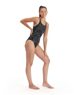 Speedo Hyperboom Allover Medalist Swimsuit - Black/Grey -Aqua Wear Shop HyperboomAlloverMedalistSwimsuit BlackGrey 6