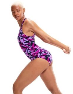 Speedo Hyperboom Allover Medalist Swimsuit - Navy/Purple -Aqua Wear Shop HyperboomAlloverMedalistSwimsuit NavyPurple 5
