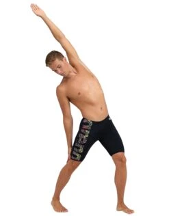 Arena Kikko Pro Graphic Print Swim Jammer - Black/Yellow -Aqua Wear Shop KikkoProGraphicPrintSwimJammer BlackYellow Model 1