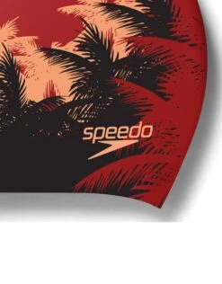 Speedo Long Hair Printed Swim Cap - Black/Red -Aqua Wear Shop LongHairPrintedSwimCap BlackRed 2
