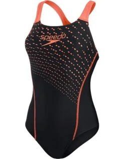 Speedo Medley Logo Medalist Swimsuit - Black/Siren Red -Aqua Wear Shop MedleyLogoMedalistSwimsuit BlackSirenRed 1