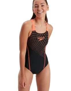 Speedo Medley Logo Medalist Swimsuit - Black/Siren Red -Aqua Wear Shop MedleyLogoMedalistSwimsuit BlackSirenRed 2