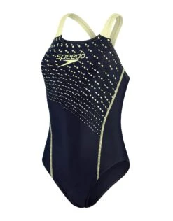 Speedo Medley Logo Medalist Swimsuit - Navy/Green -Aqua Wear Shop MedleyLogoMedalistSwimsuit NavyYellow 2
