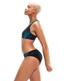 Speedo Placement 2 Piece Swimsuit - Black/Green -Aqua Wear Shop Placement2PieceSwimsuit BlackGreen 1