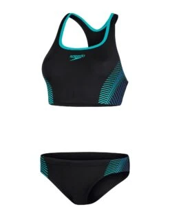 Speedo Placement 2 Piece Swimsuit - Black/Green -Aqua Wear Shop Placement2PieceSwimsuit BlackGreen 4