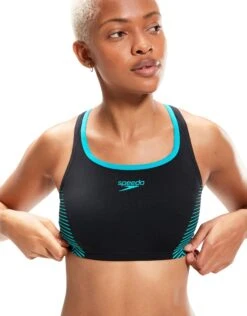 Speedo Placement 2 Piece Swimsuit - Black/Green -Aqua Wear Shop Placement2PieceSwimsuit BlackGreen 5