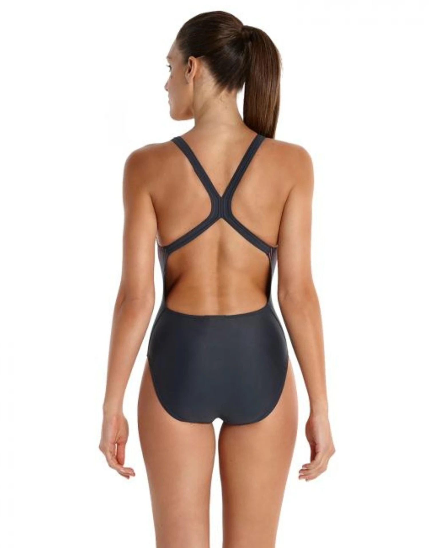 Speedo Placement Powerback Swimsuit - Grey/Red 4 Speedo Placement Powerback Swimsuit - Grey/Red - Image 2