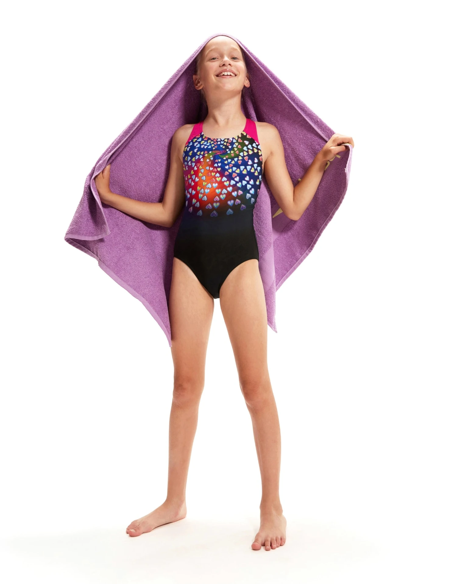 Speedo Girls Digital Placement Splashback - Black/Pink 3 Speedo Girls Digital Placement Splashback - Black/Pink