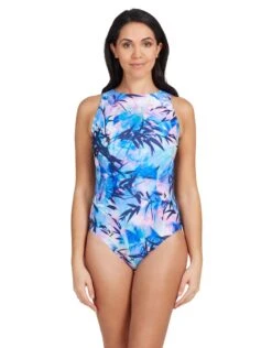 Zoggs Sasaya High Front Swimsuit - Navy/Blue -Aqua Wear Shop SasayaHighFrontSwimsuit 3
