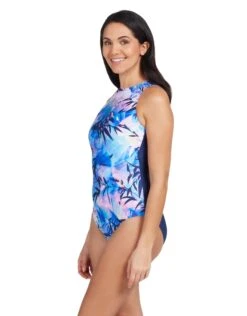 Zoggs Sasaya High Front Swimsuit - Navy/Blue -Aqua Wear Shop SasayaHighFrontSwimsuit 6