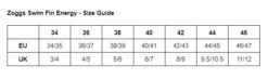 Zoggs Swim Fin Energy - Orange/Black -Aqua Wear Shop Sim Fin Energu Size Guide
