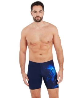 Zoggs Slash Print Mid Swim Jammer - Navy
