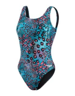 Speedo Allover Deep U-Back Swimsuit - Blue/Black -Aqua Wear Shop Speedo Allover Deep U Back Swimsuit Black Blue 6
